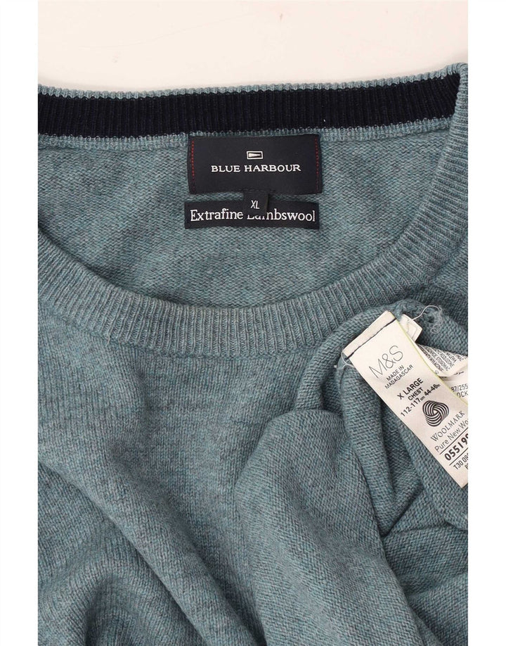 Marks & Spencer Męski niebieski sweter z okrągłym dekoltem i okrągłym dekoltem w kolorze niebieskim