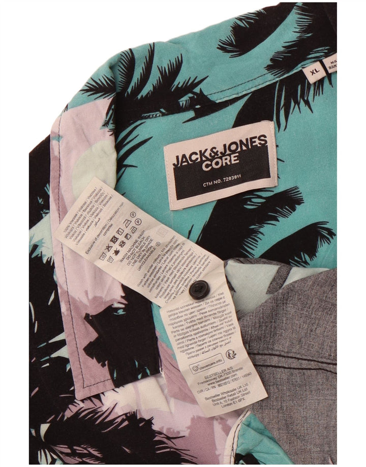 Męska koszula z krótkim rękawem Jack & Jones XL, wielobarwny, kwiatowy, hawajski