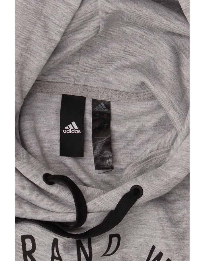 Męska bluza z kapturem Adidas z grafiką, mała, szara, z poliestru