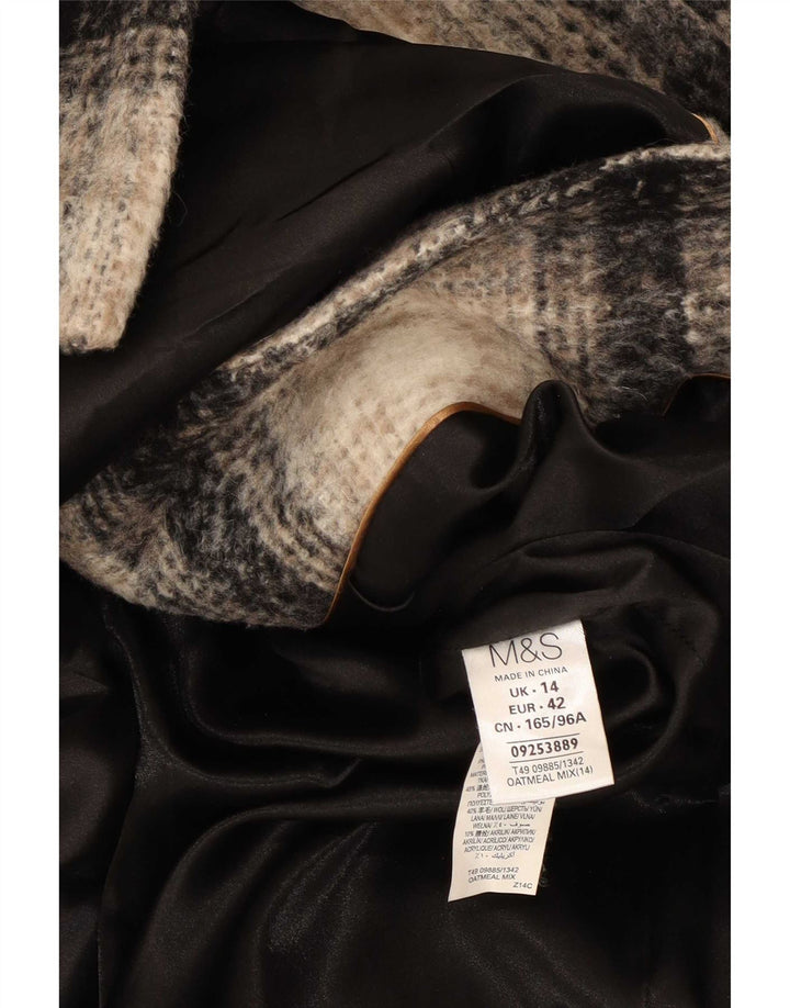 Marks & Spencer Damski płaszcz dwurzędowy UK 14 w dużą beżową kratkę