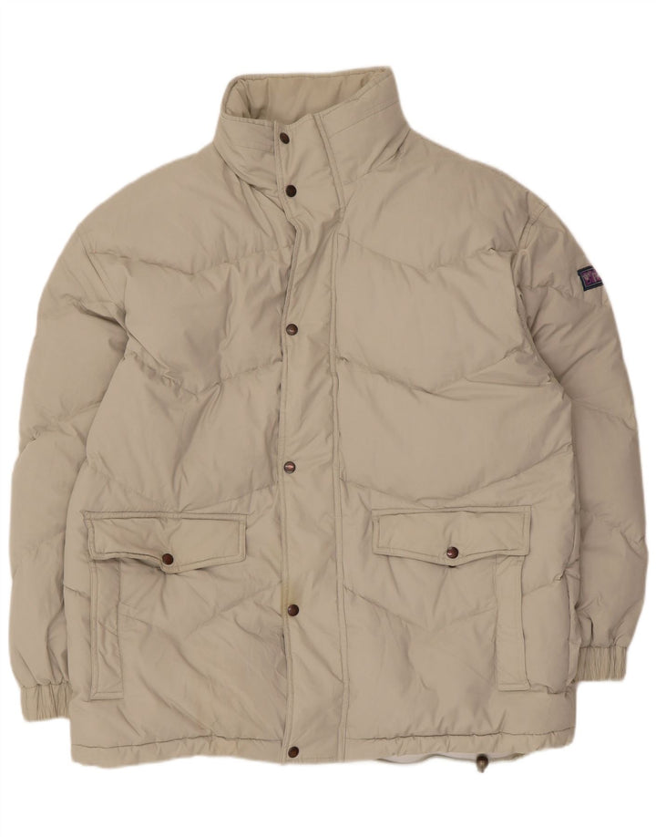Męska wyściełana kurtka z kapturem w stylu vintage UK 42 XL Beżowy poliester
