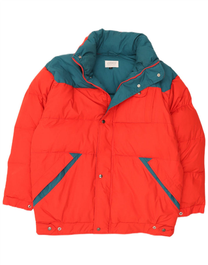 Męska ocieplana kurtka z kapturem Etirel UK 40, duża, czerwona, z blokami kolorów, zimowa