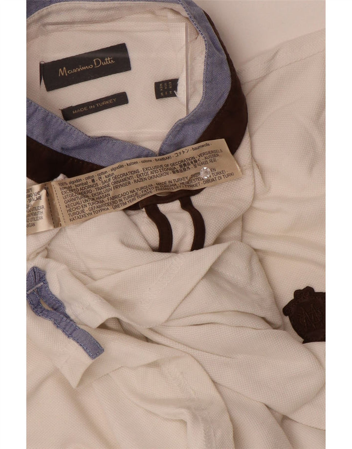 Męska koszulka polo Massimo Dutti, bawełniana, w kolorze średniej bieli