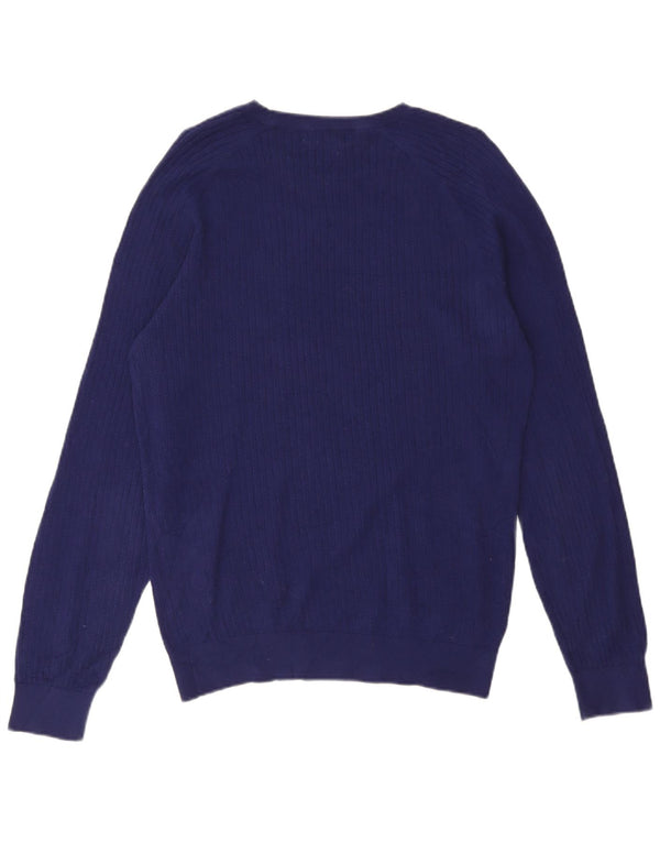 Męski sweter Massimo Dutti z okrągłym dekoltem, duży, niebieski, bawełniany