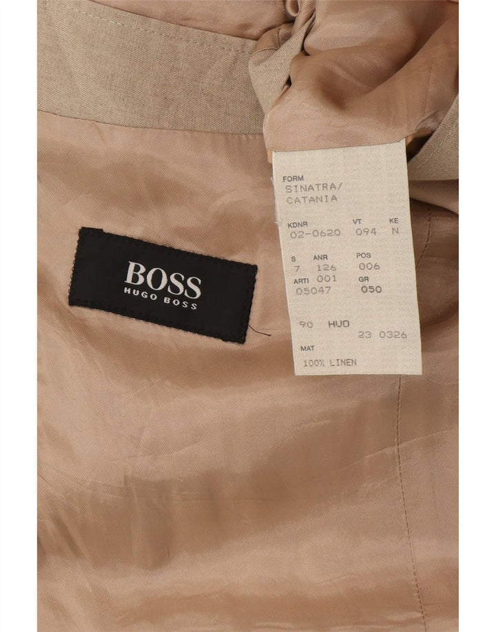 Męska marynarka zapinana na 2 guziki Hugo Boss EU 50, duża, beżowa, lniana
