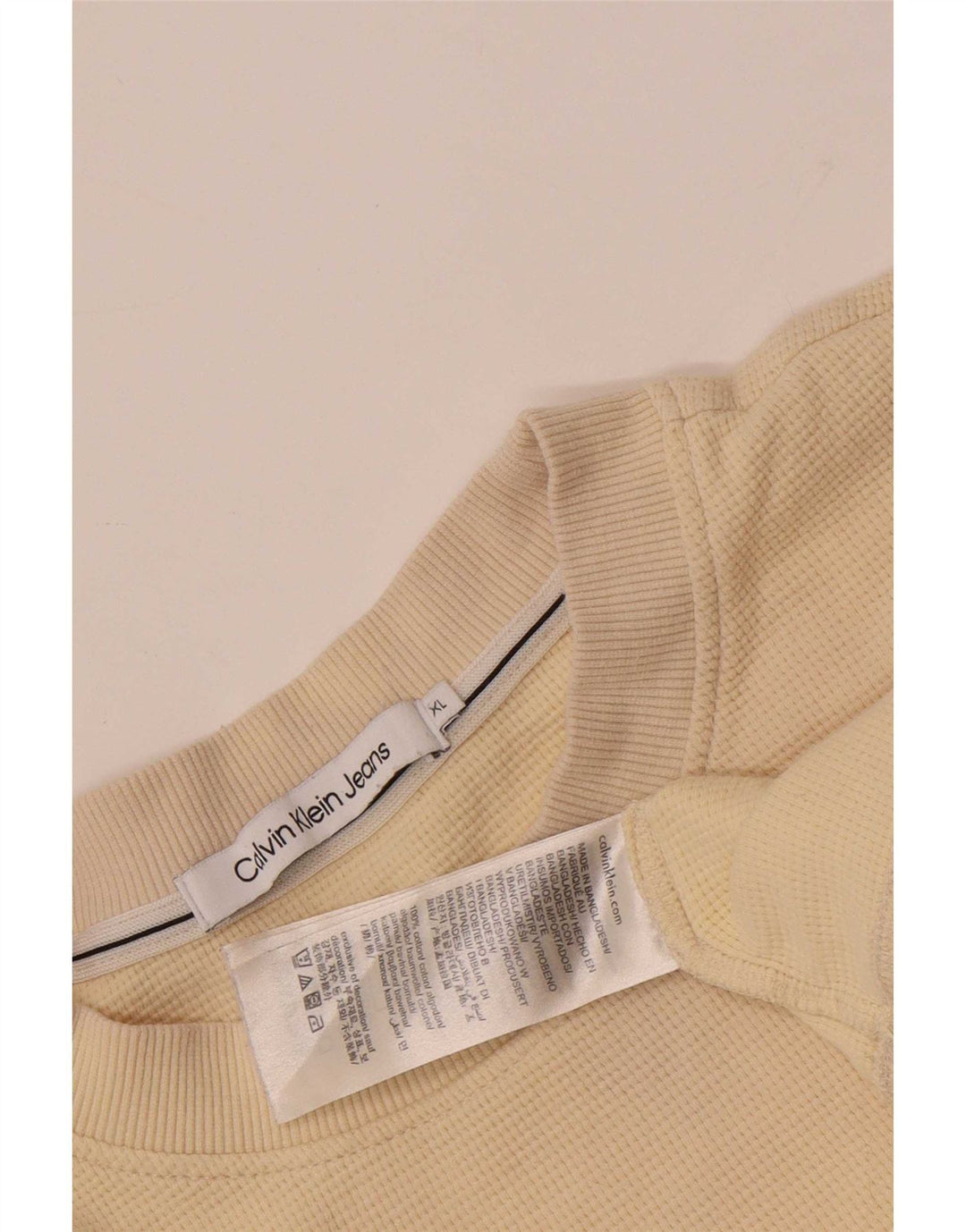 Męski top Calvin Klein z długim rękawem XL, beżowy, bawełniany