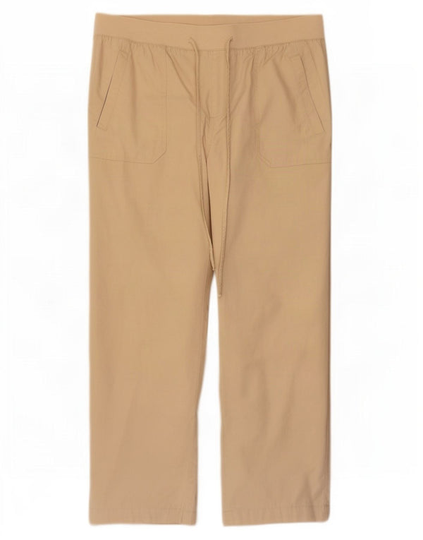 Marks & Spencer Womens Regular Trousers UK 16 Large W34 L28 Beige Cotton