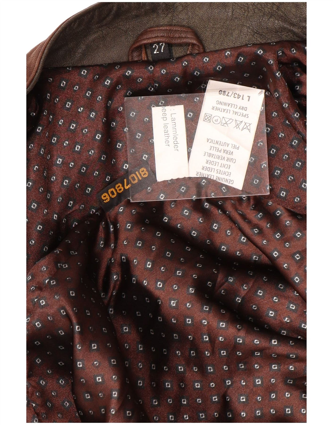 Męska kurtka skórzana w stylu vintage UK 44 2XL Brązowa skóra Tie Dye