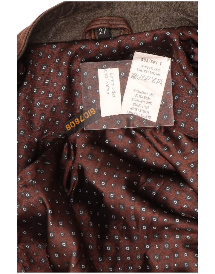 Męska kurtka skórzana w stylu vintage UK 44 2XL Brązowa skóra Tie Dye