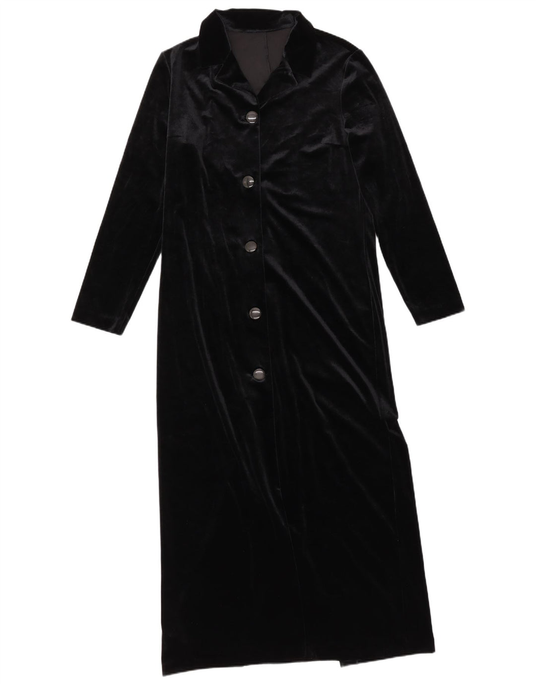 VINTAGE Damska welurowa sukienka koszulowa UK 10, mała, czarna, poliester