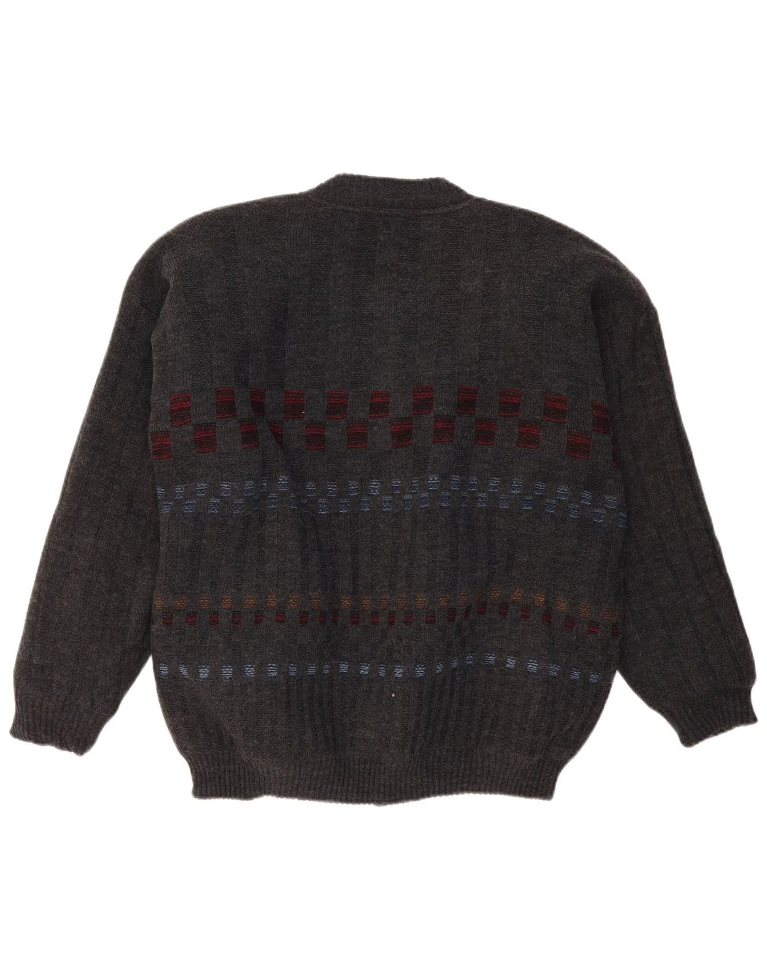 FINNEGAN Męski sweter rozpinany, duży, szary, geometryczny akryl