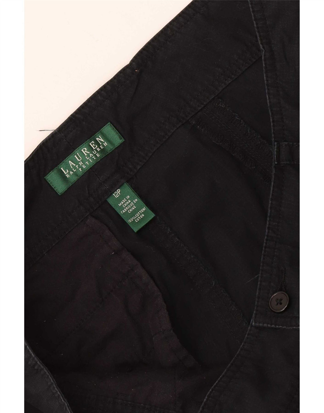 Damskie spodenki cargo Ralph Lauren US 12 Large W34, czarne, bawełniane