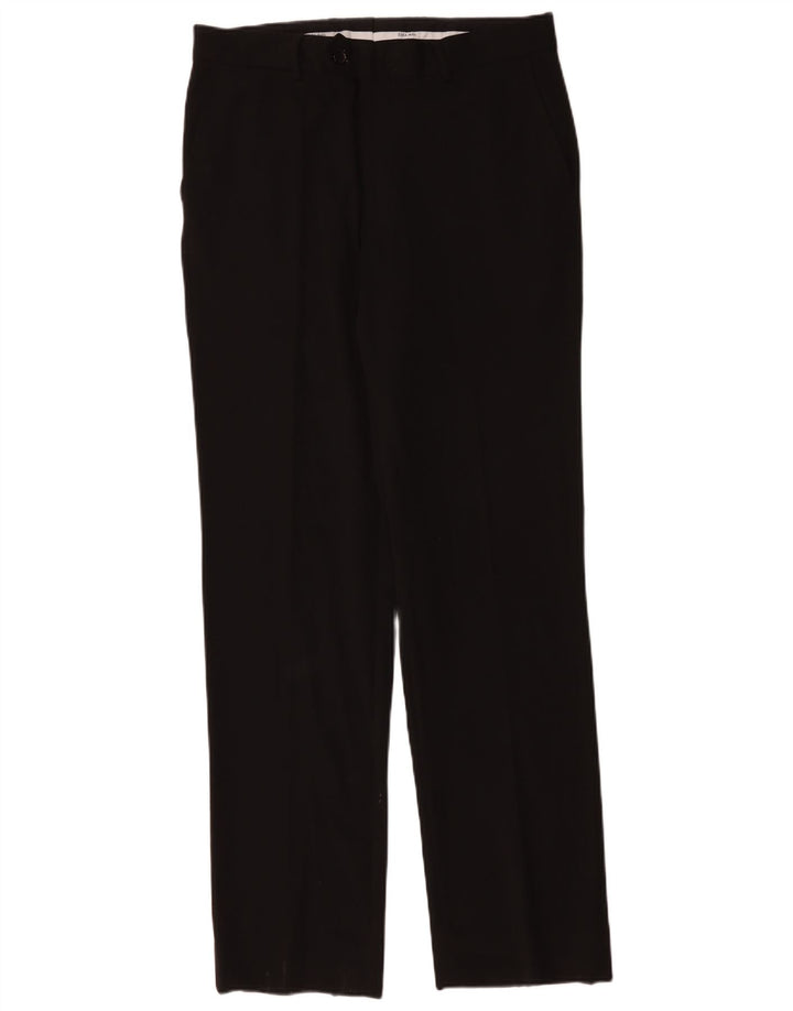 Męskie proste spodnie garniturowe Zara EU 42 Large W34 L34 Czarny poliester