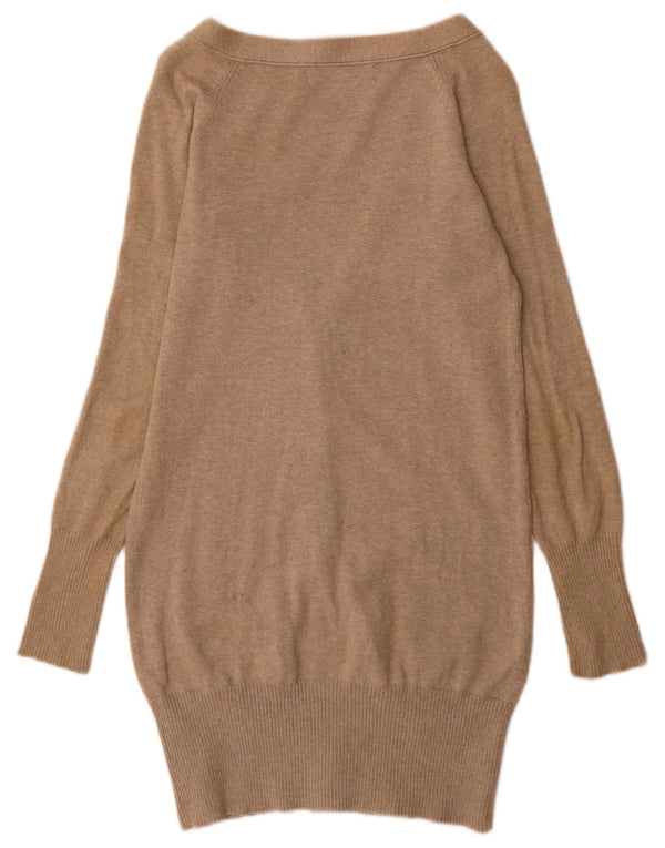 Sweter damski o przedłużonym kroju Zara UK 10 Small, beżowy, bawełniany