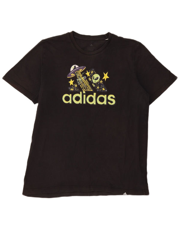 Męska koszulka z grafiką Adidas, duża, czarna
