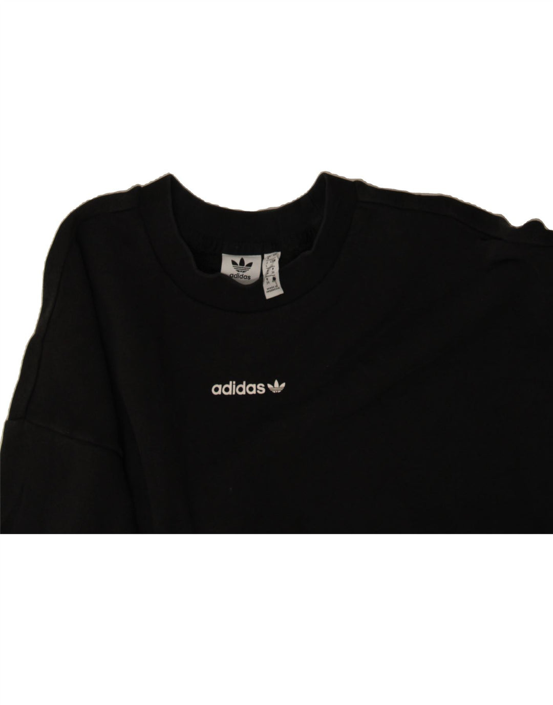 ADIDAS Womens Oversized Graphic Sweatshirt Jumper UK 8 Small Black Cotton Vintage Adidas and Second-Hand Adidas from Messina Hembry 