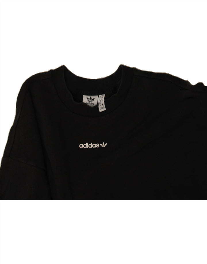 ADIDAS Womens Oversized Graphic Sweatshirt Jumper UK 8 Small Black Cotton Vintage Adidas and Second-Hand Adidas from Messina Hembry 