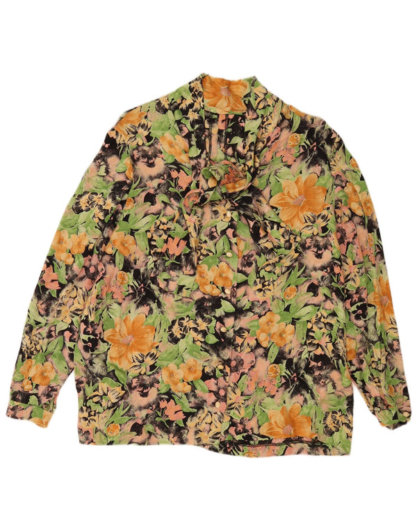 Bluzka damska w stylu vintage, wiązana z przodu, UK 16, duża, wielobarwna w kwiaty