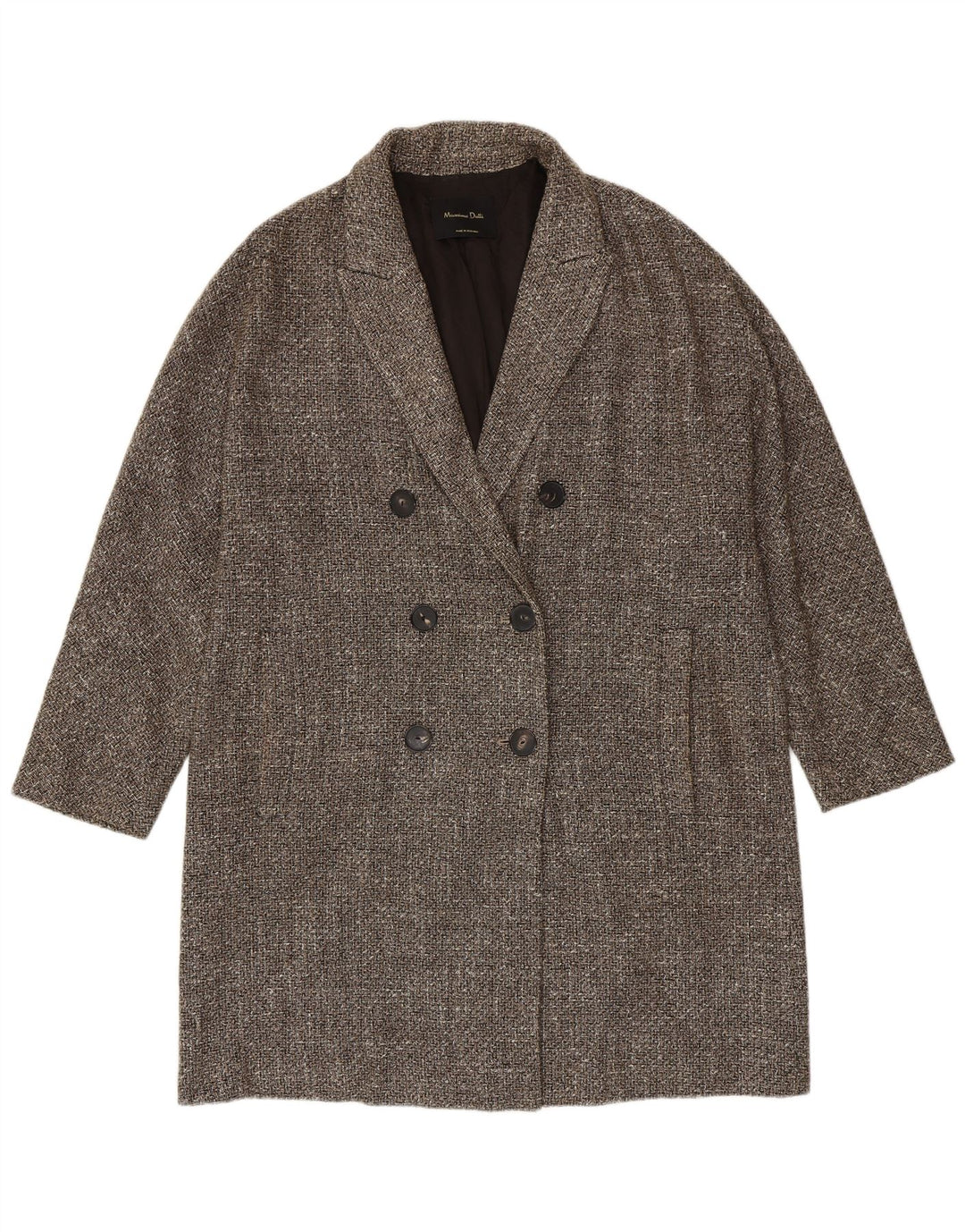 Dwurzędowy płaszcz damski Massimo Dutti UK 16, duży, szary w jodełkę