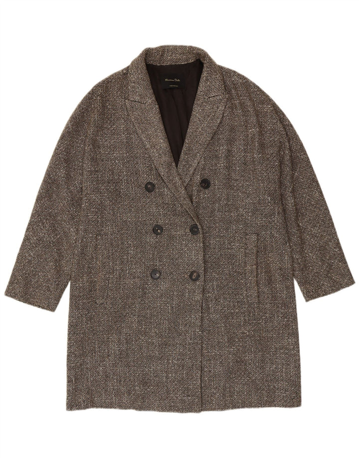Dwurzędowy płaszcz damski Massimo Dutti UK 16, duży, szary w jodełkę