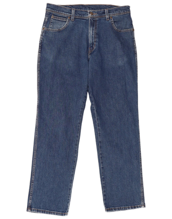 Męskie proste dżinsy WRANGLER W34 L30, niebieska bawełna