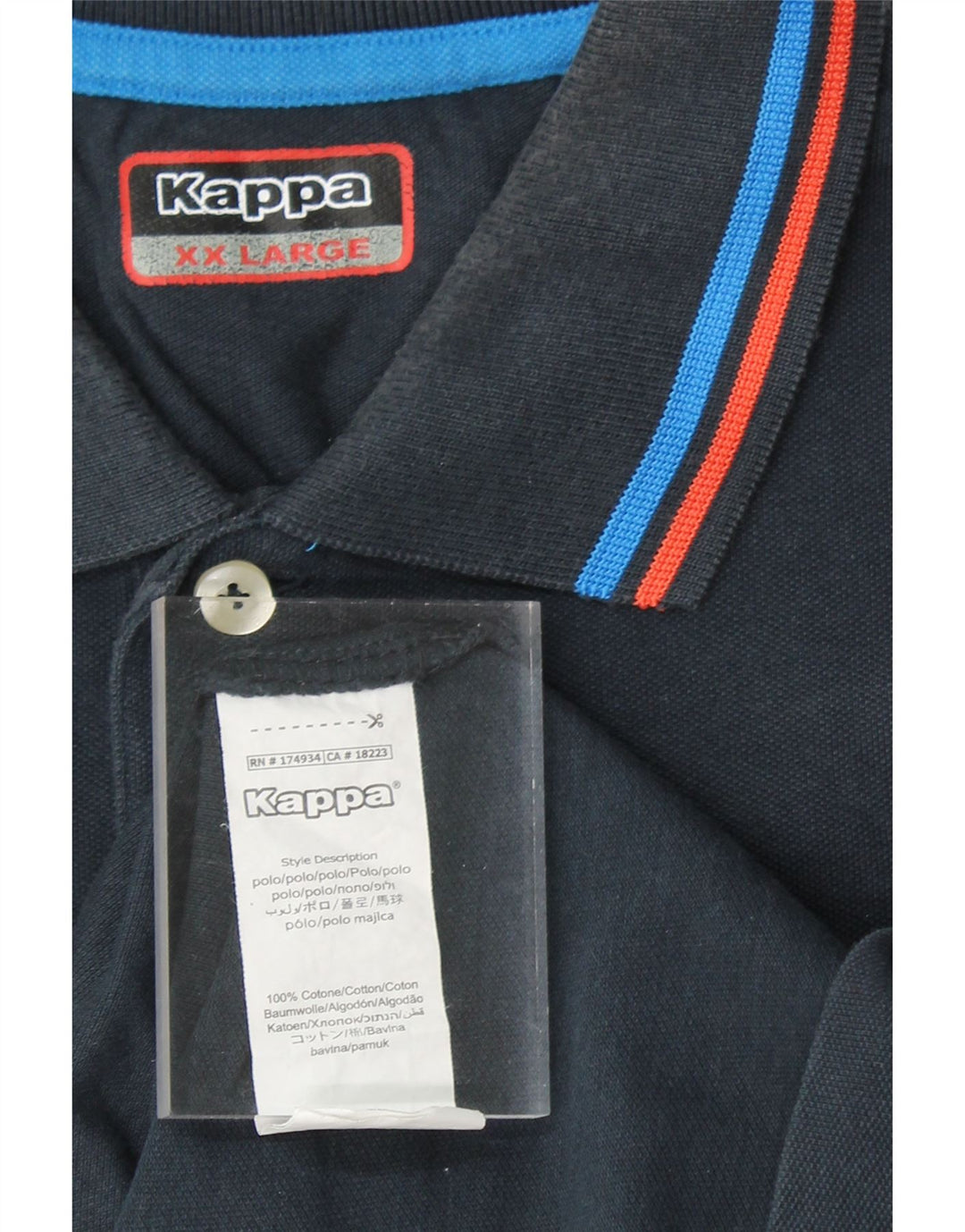 KAPPA Mens Polo Shirt 2XL Navy Blue Cotton Vintage Kappa and Second-Hand Kappa from Messina Hembry 