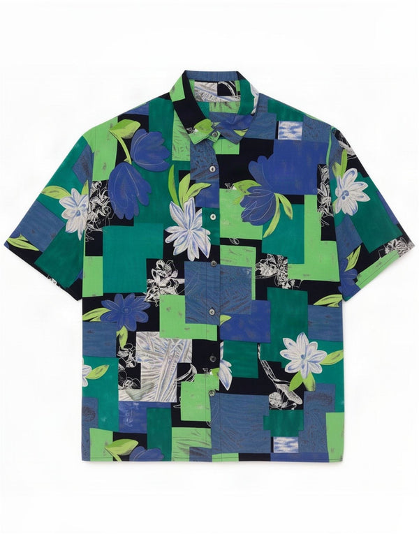 Bluzka damska z krótkim rękawem w stylu vintage, UK 18 XL, wielokolorowa, w kwiaty