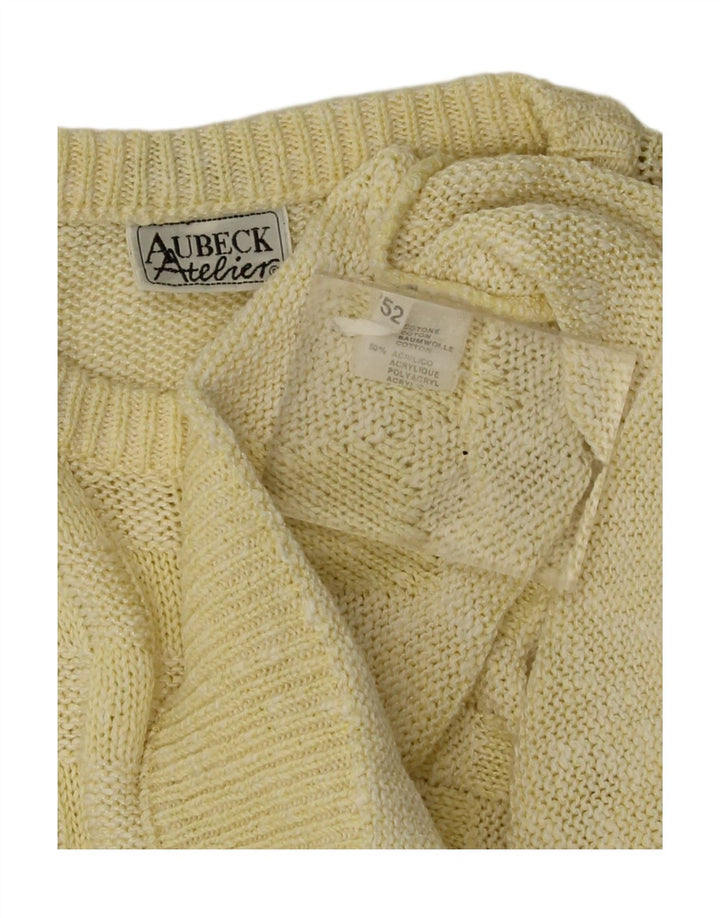 Vintage męski sweter z okrągłym dekoltem IT 52, duży, żółty Argyle/Diament