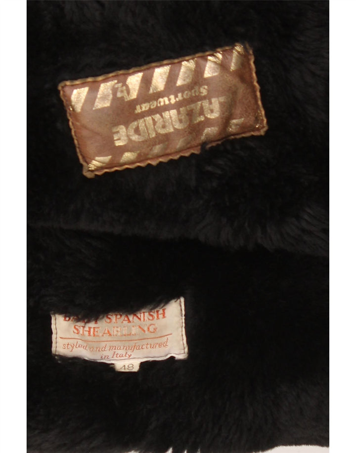 Męska kurtka o luźnym kroju VINTAGE z podwójnymi piersiami IT 48 Średni czarny barankowy