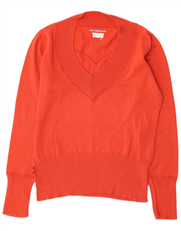 Sweter damski Levi's z dekoltem w kształcie litery V, UK 16, duży, pomarańczowy, bawełniany