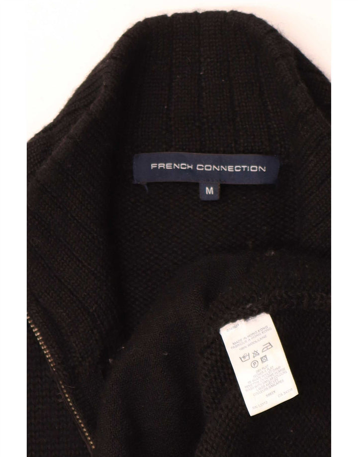 Męski sweter kardigan French Connection, średni czarny wełniany
