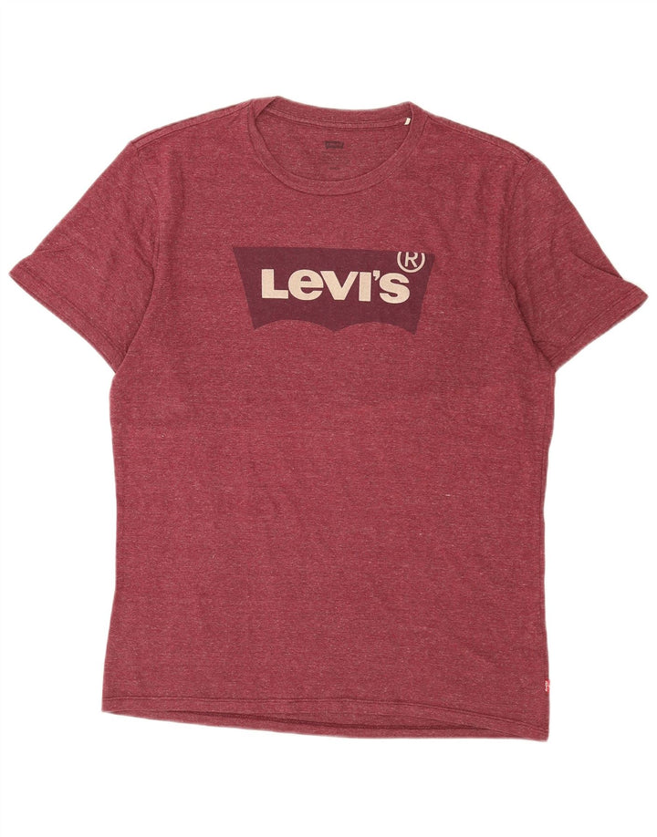 Męski T-shirt z grafiką LEVI'S, średni, bordowy