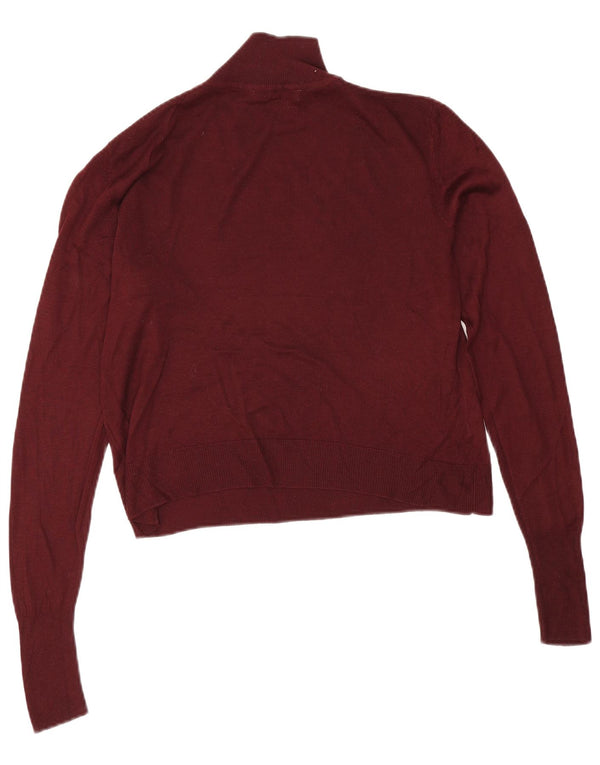 Zara Damski sweter typu Crop Oversize z golfem UK 10 Small Burgundy