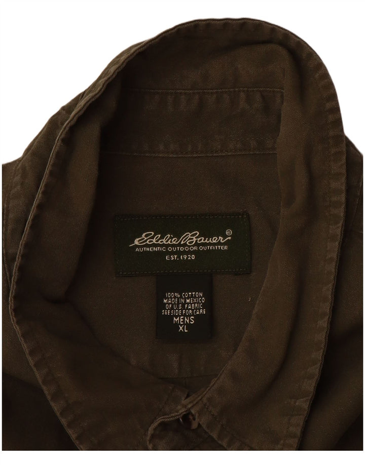 EDDIE BAUER Męska koszula z krótkim rękawem XL, bawełniana khaki