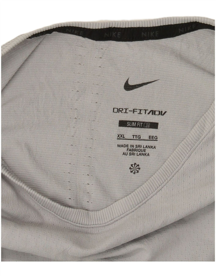 Męski T-shirt NIKE Dri Fit Slim Fit, 2XL, szary