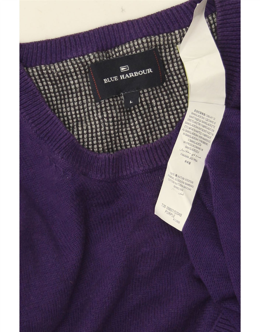 Niebieski sweter męski Marks & Spencer z okrągłym dekoltem i okrągłym dekoltem, duży fiolet