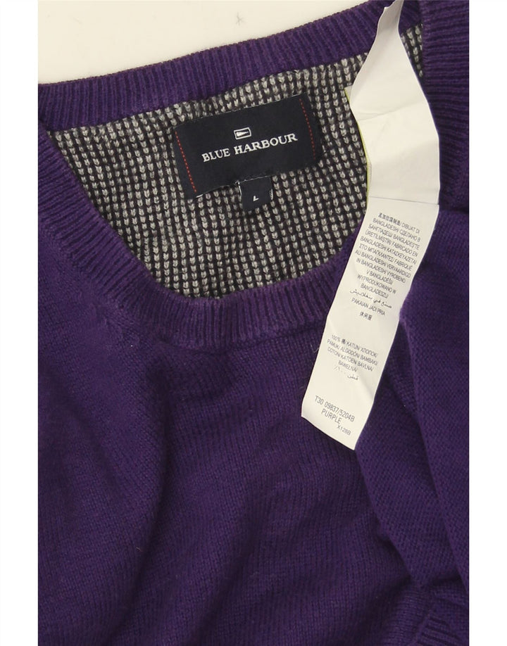 Niebieski sweter męski Marks & Spencer z okrągłym dekoltem i okrągłym dekoltem, duży fiolet