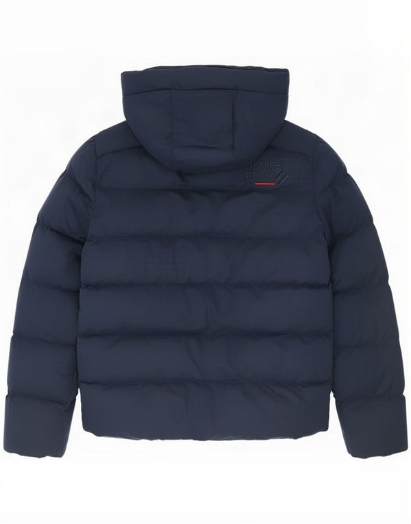 Superdry Mens Hooded Padded Jacket UK 36 Small Navy Blue Polyester