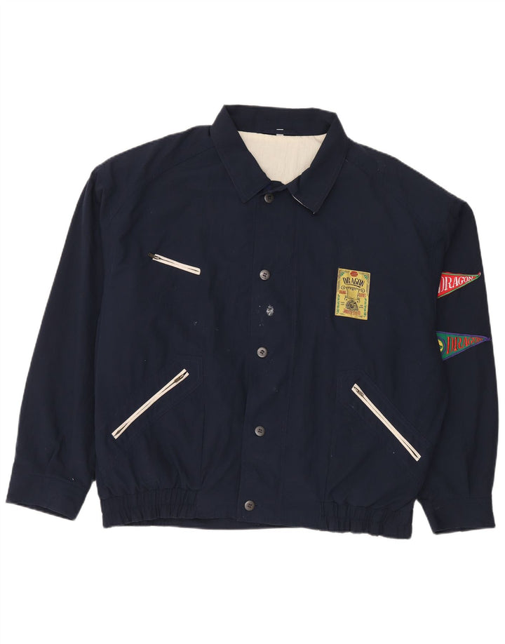 Męska kurtka bomber w stylu vintage UK 42 XL Granatowy poliester