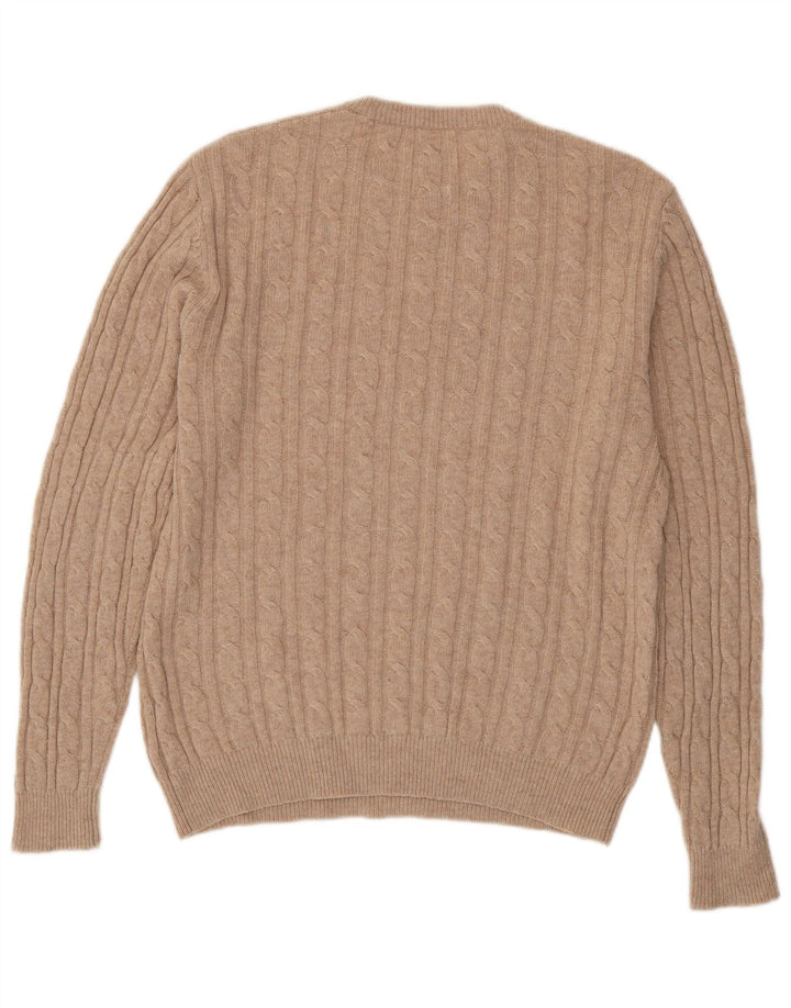 Męski sweter JACK WILLS The Marlow z okrągłym dekoltem, duży, beżowy