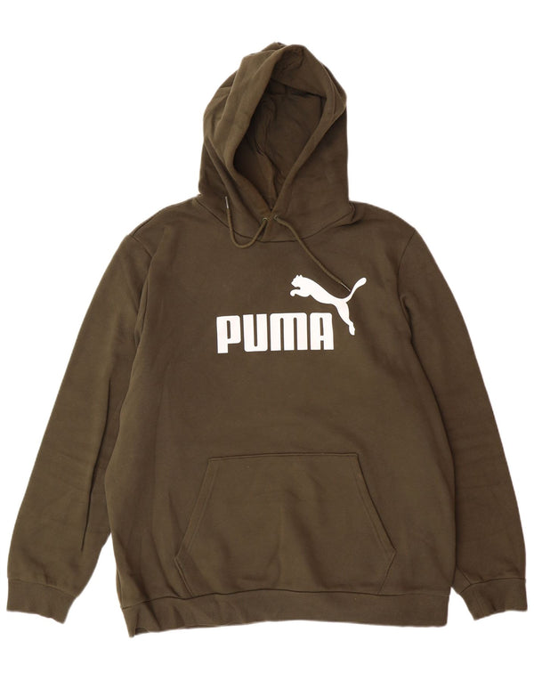 Męski sweter z kapturem i grafiką PUMA, duży, bawełniany khaki