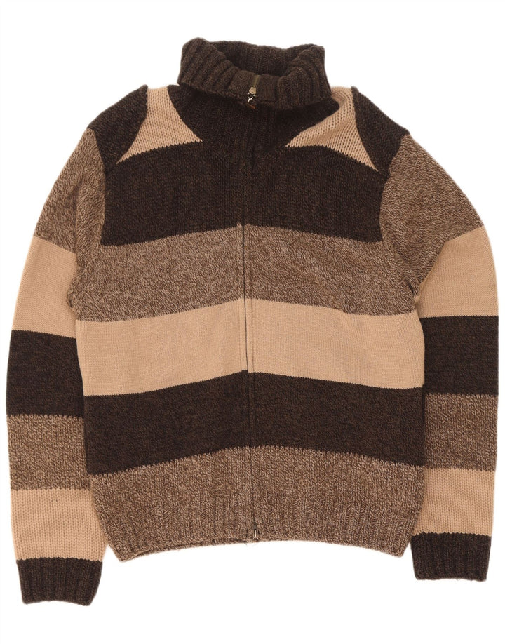 Sweter męski Timberland, duży, brązowy, z owczej wełny w blokach kolorystycznych