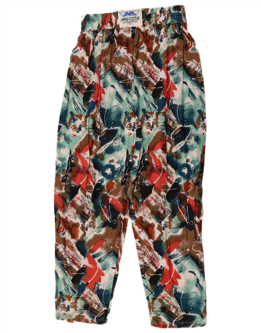 Awangardowe damskie spodnie typu casual w abstrakcyjny wzór W30 L28 wielokolorowe