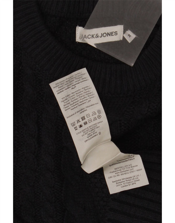 JACK & JONES Męski sweter z okrągłym dekoltem, średni granatowy akryl