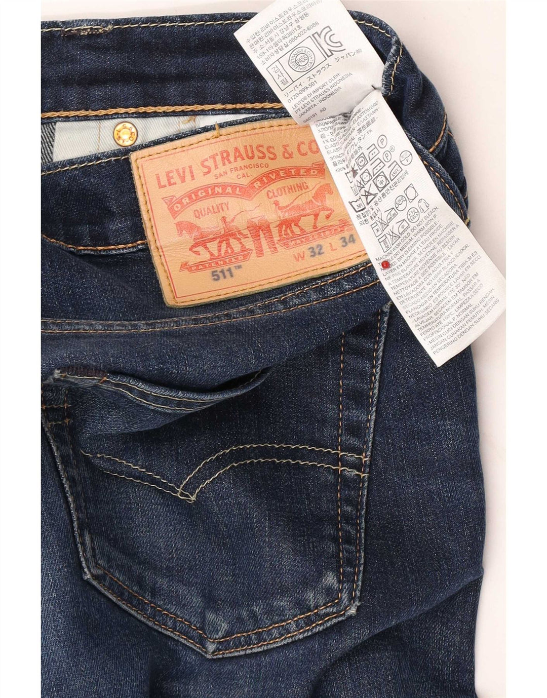 Męskie jeansy Levi's 511 Slim W32 L34 Granatowa bawełna