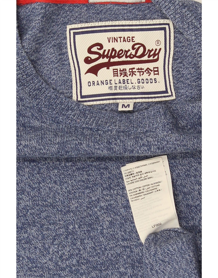 Męski sweter z wycięciem pod szyją Superdry, bawełniany, w kolorze średniego niebieskiego w cętki
