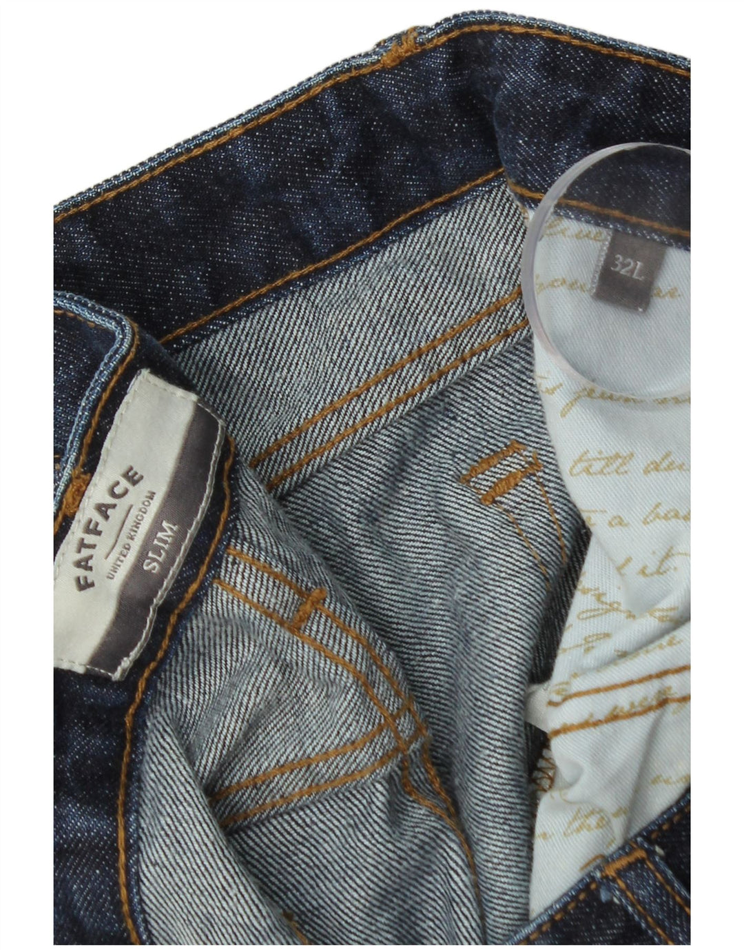 Męskie jeansy slim fit Fat Face W32 L34 Granatowa bawełna