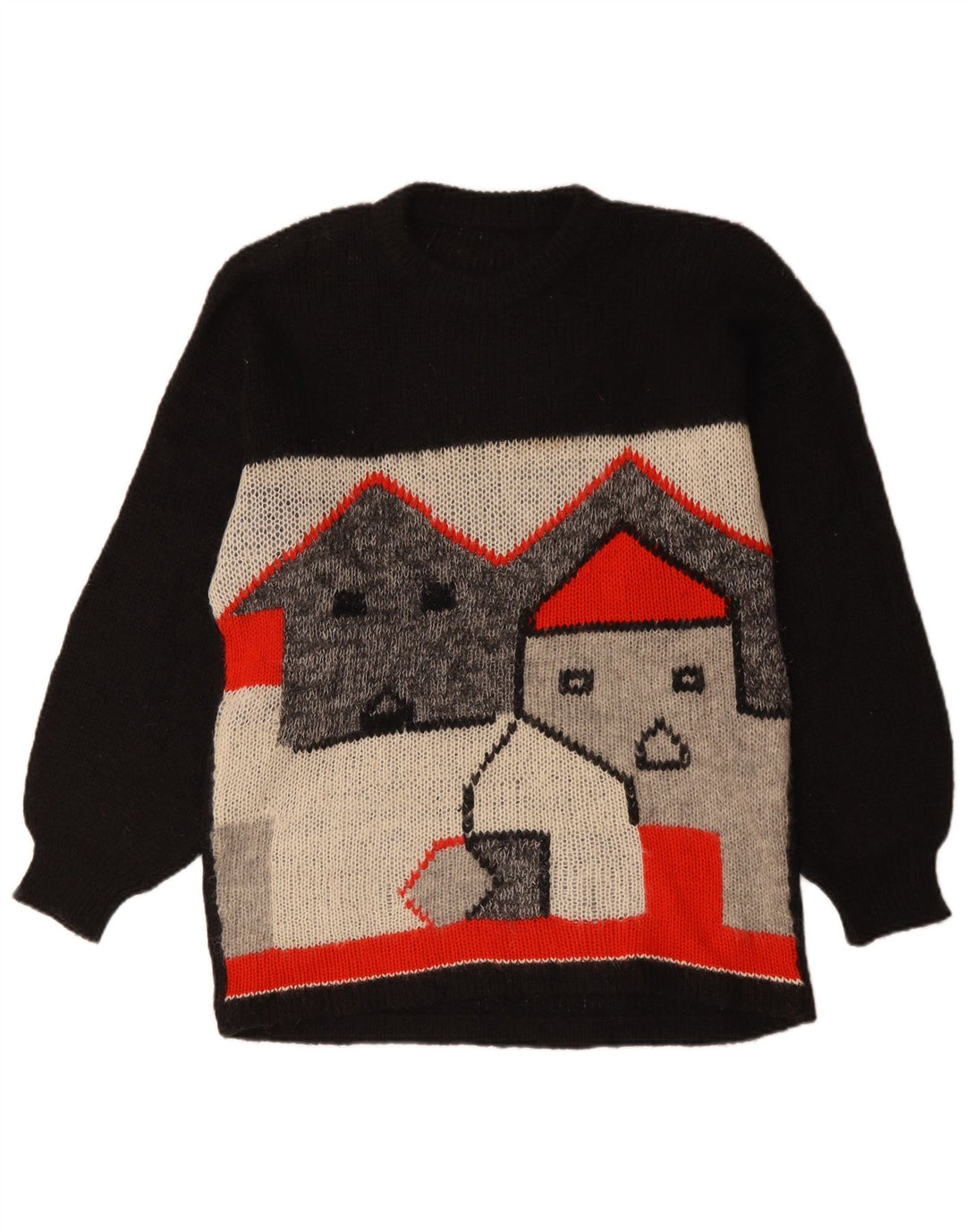 Damski sweter VINTAGE z okrągłym wycięciem pod szyją, UK 18 XL, czarny