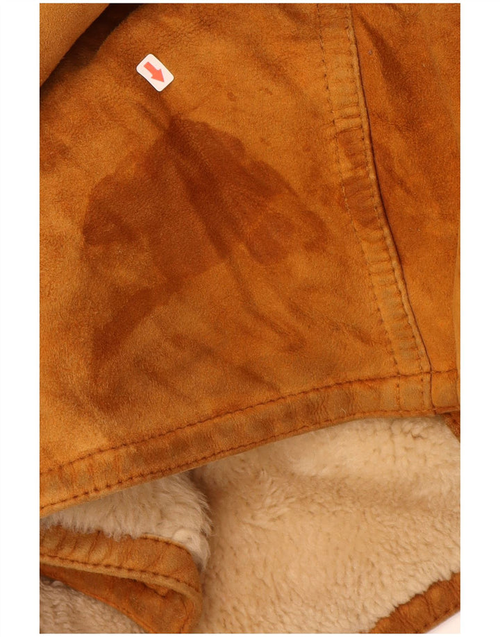 Męski płaszcz z owczej skóry VINTAGE IT 52 XL, brązowa skóra