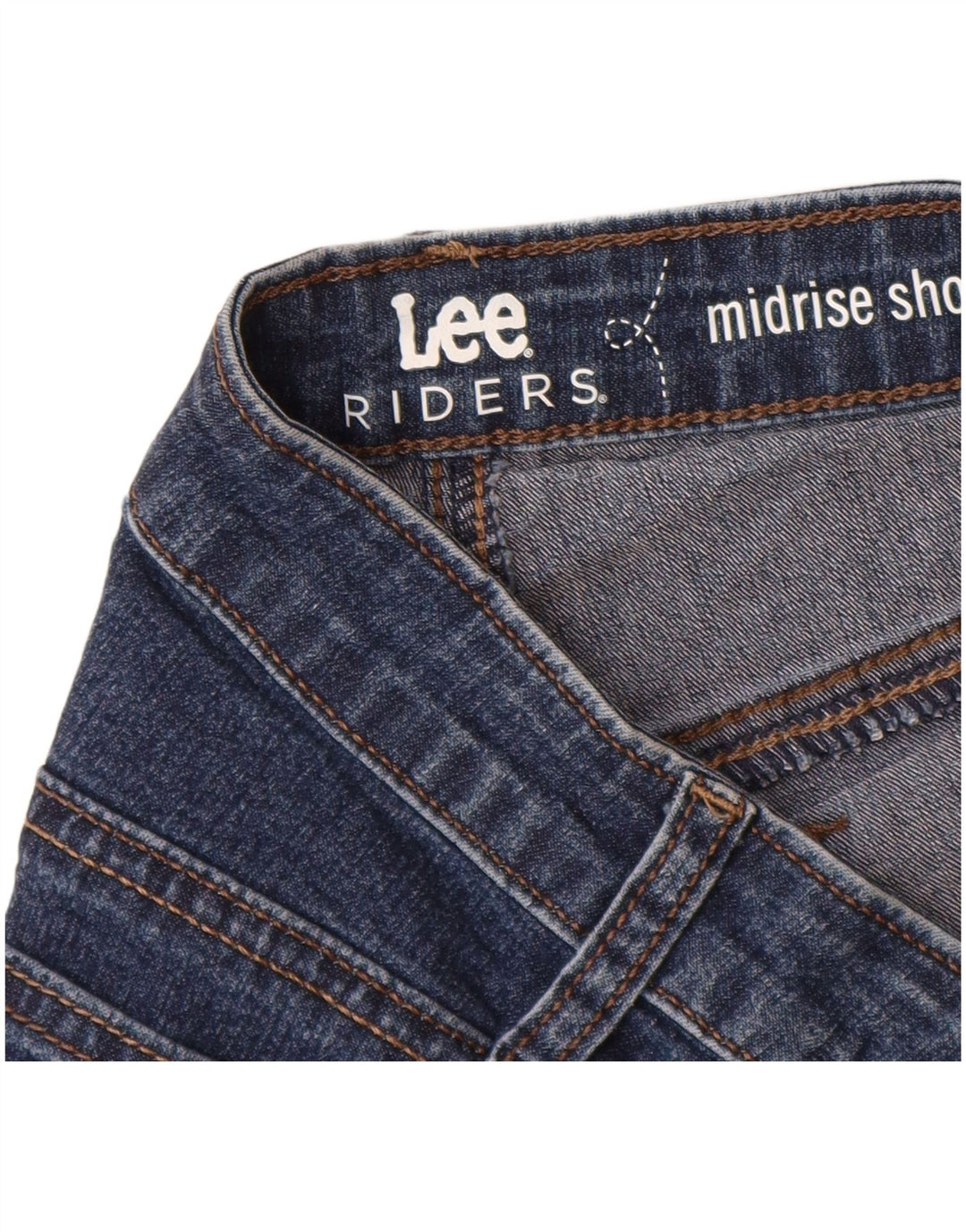 Damskie spodenki jeansowe LEE Riders ze średnim stanem US 8 Medium W28, niebieska bawełna